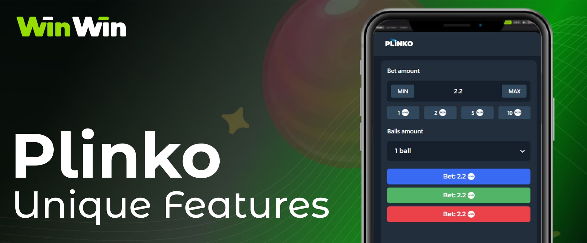 Winwin India Plinko casino games on the platform, internal characteristics, features, and gameplay features
